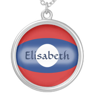 Laos Flag + Name Necklace