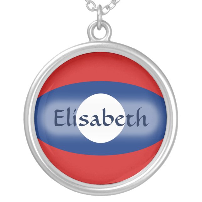 Laos Flag + Name Necklace (Front)
