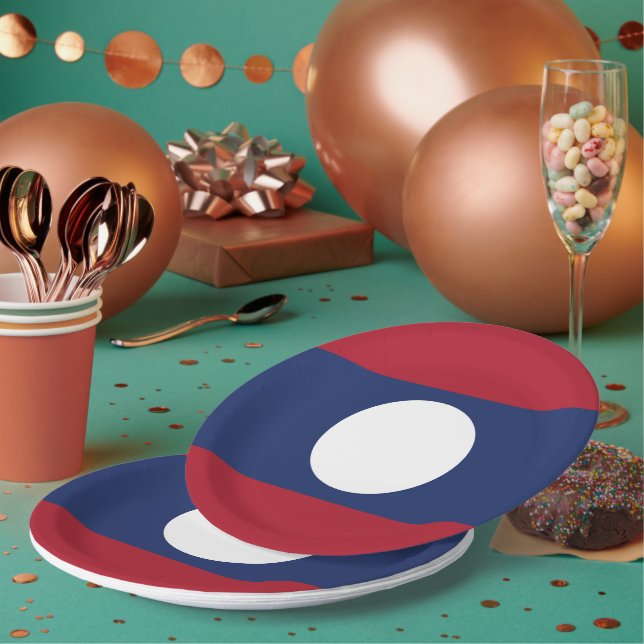 Laos flag paper plates (Multi)