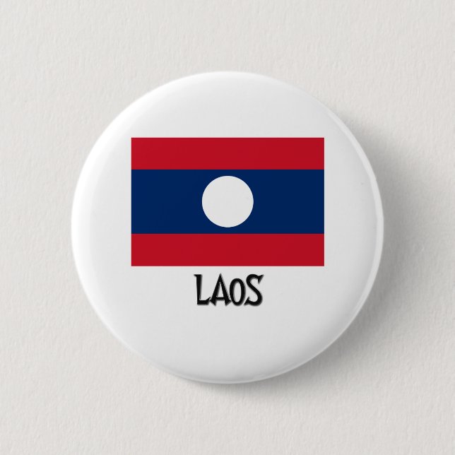 Laos Flag Pinback Button (Front)