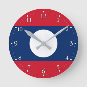 Laos Flag Round Clock