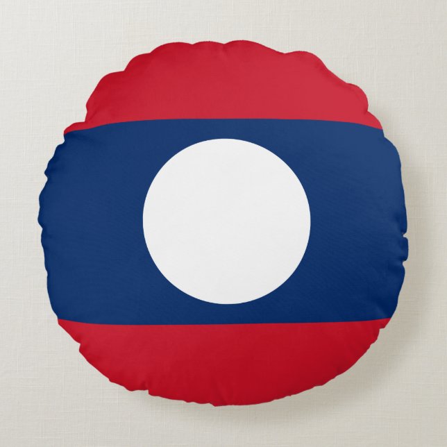Laos Flag Round Pillow (Front)