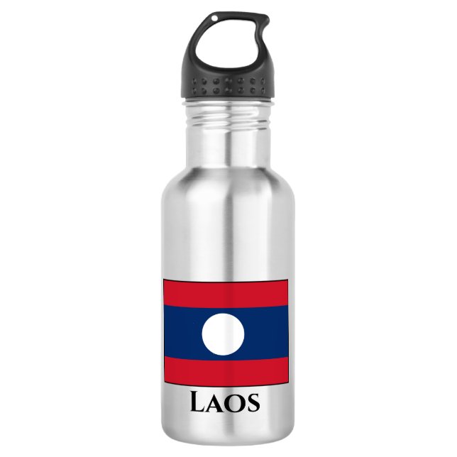 Laos Flag Stainless Steel Water Bottle (Front)