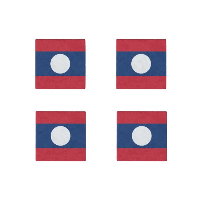 Laos Flag Stone Magnet (Front)