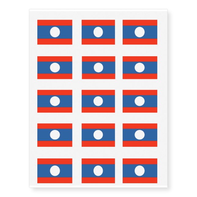 Laos Flag Temporary Tattoos (Front)