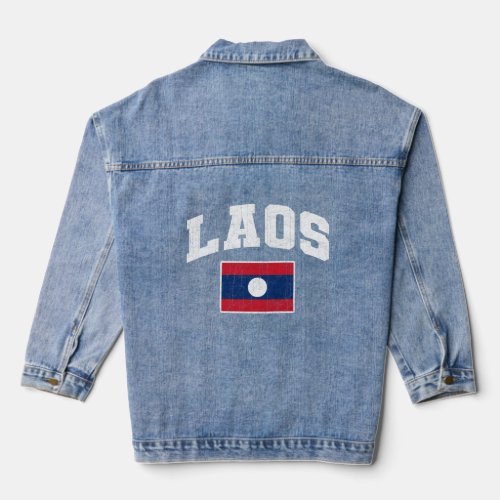 Laos Flag Throwback  Denim Jacket