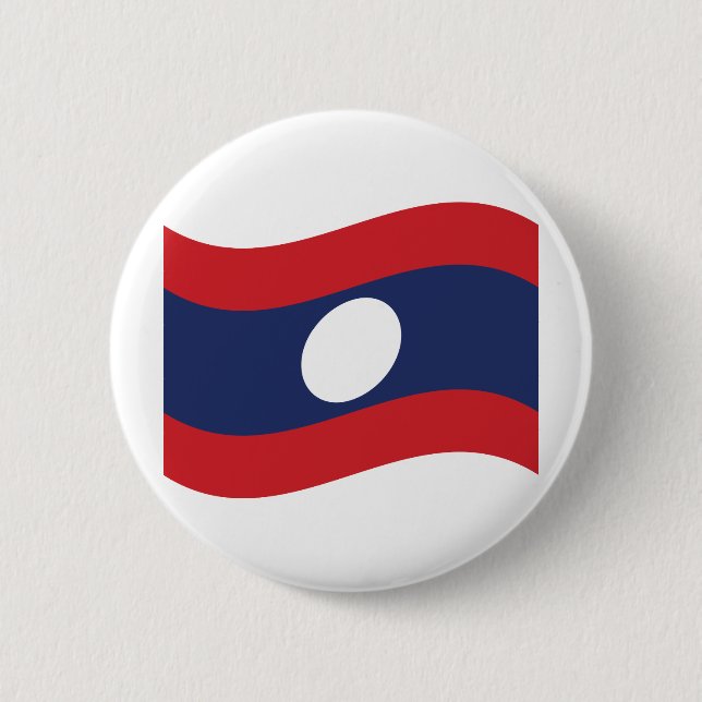 Laos Flag Wave Pinback Button (Front)