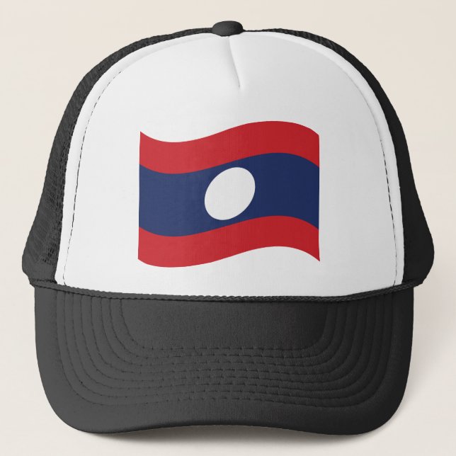Laos Flag Wave Trucker Hat (Front)