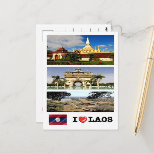 Laos - I Love - Postcard