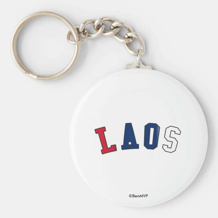 Laos in National Flag Colors Keychain