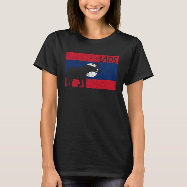 Laos Lao Laotian Proud Wild Elephants Former Natio T-Shirt (Front)