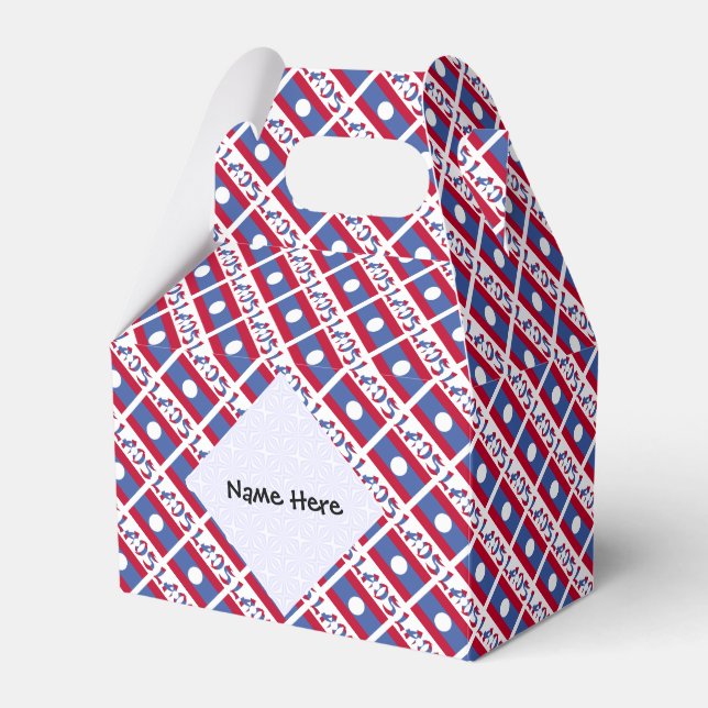 Laos Laotian Flag Tiled Black Personalization  Favor Boxes (Front Side)