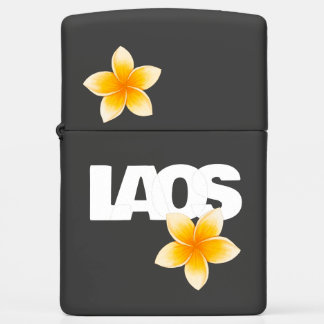 Laos Love Frangipani Flower White and Black Zippo Lighter