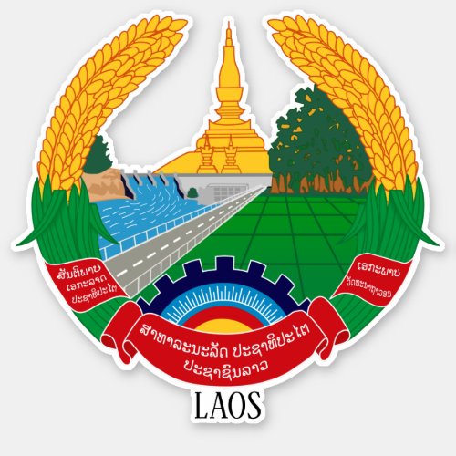 Laos National Emblem Patriotic Sticker