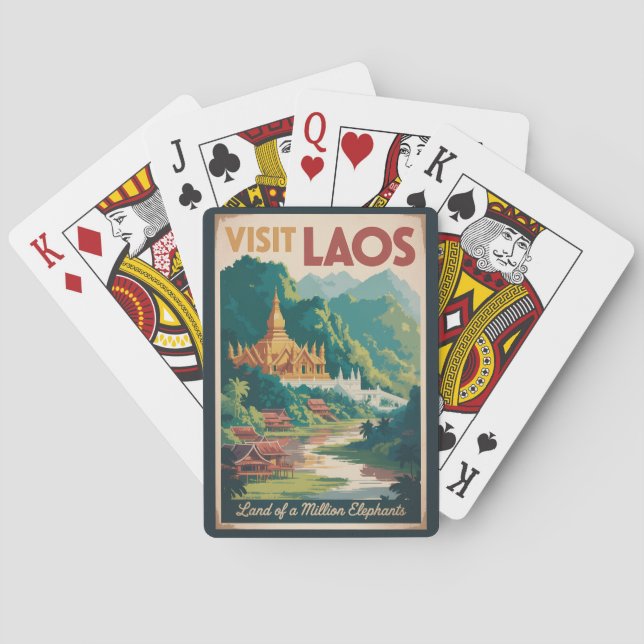 Laos Pha That Luang Illustration Travel Art Poker Cards (Back)