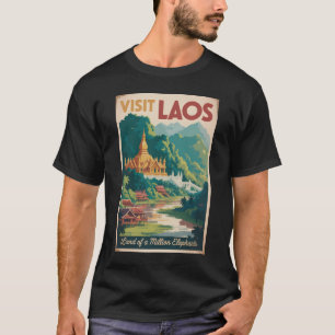 Laos Pha That Luang Illustration Travel Art T-Shirt