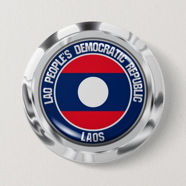 Laos Round Emblem Button (Front)