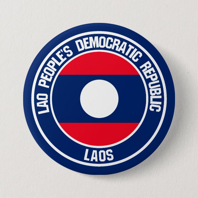 Laos Round Emblem Button (Front)