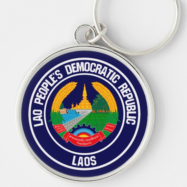 Laos Round Emblem Keychain (Front)