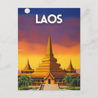 Laos Travel Poster Postcard