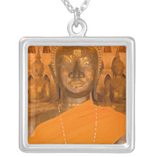 Laos, Vientiane, one of 6840 Buddha images in Silver Plated Necklace