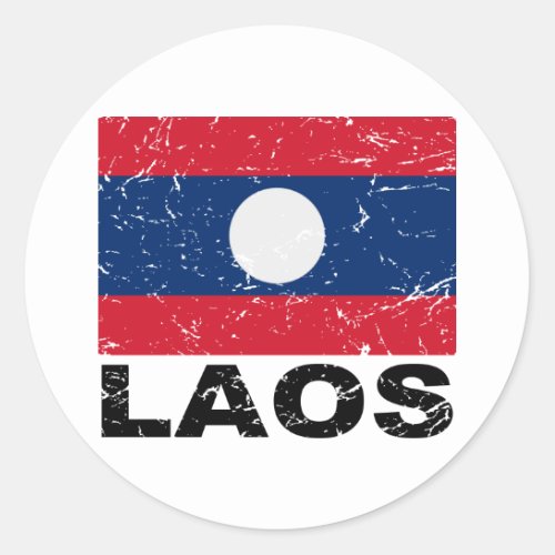 Laos Vintage Flag Classic Round Sticker