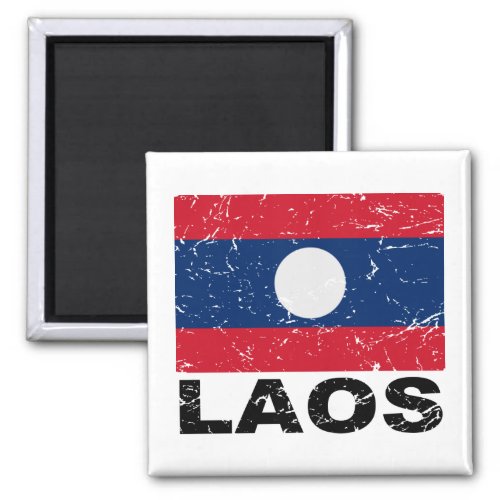 Laos Vintage Flag Magnet
