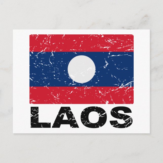 Laos Vintage Flag Postcard (Front)