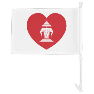 Laotian Erawan 3 Headed Elephant Heart Flag