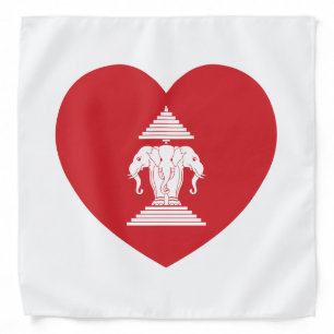 Laotian Erawan 3 Headed Elephant Heart Flag Bandana