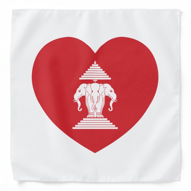 Laotian Erawan 3 Headed Elephant Heart Flag Bandana (Front)