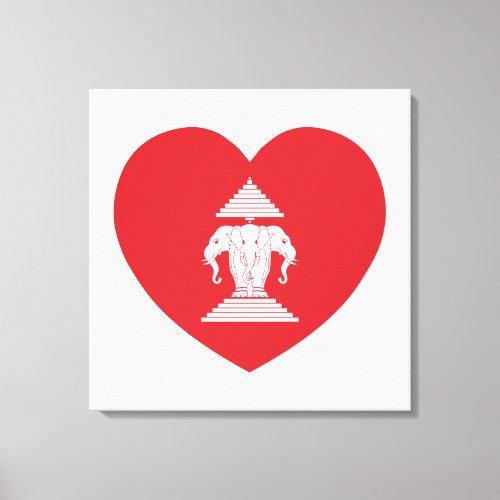 Laotian Erawan 3 Headed Elephant Heart Flag Canvas Print