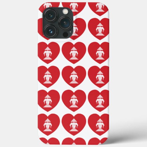 Laotian Erawan 3 Headed Elephant Heart Flag iPhone 13 Pro Max Case