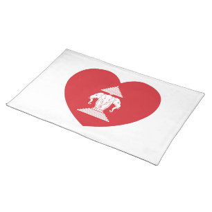 Laotian Erawan 3 Headed Elephant Heart Flag Cloth Placemat