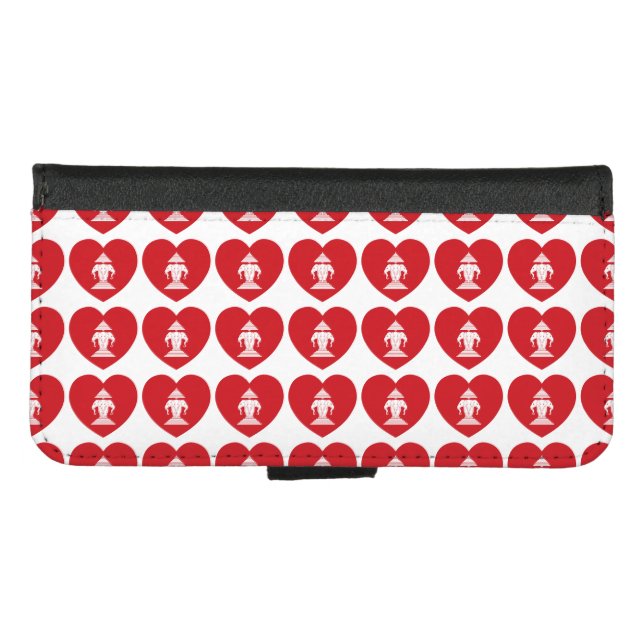 Laotian Erawan 3 Headed Elephant Heart Flag iPhone Wallet Case (Front (Horizontal))