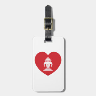 Laotian Erawan 3 Headed Elephant Heart Flag Luggage Tag
