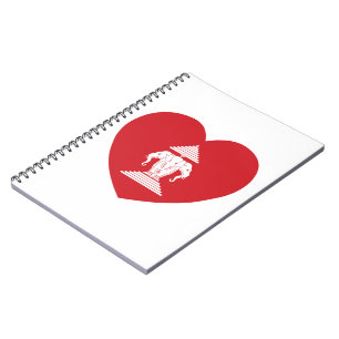 Laotian Erawan 3 Headed Elephant Heart Flag Notebook