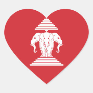 Laotian Erawan 3 Headed Elephant Heart Flag Sticker