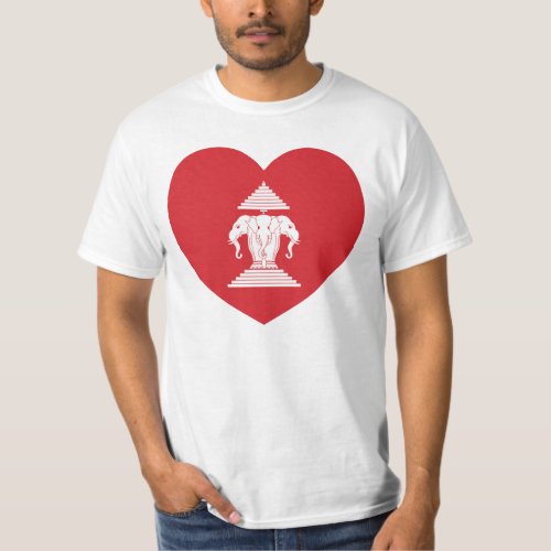 Laotian Erawan 3 Headed Elephant Heart Flag T_Shirt