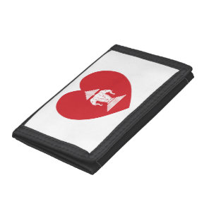 Laotian Erawan 3 Headed Elephant Heart Flag Tri-fold Wallet