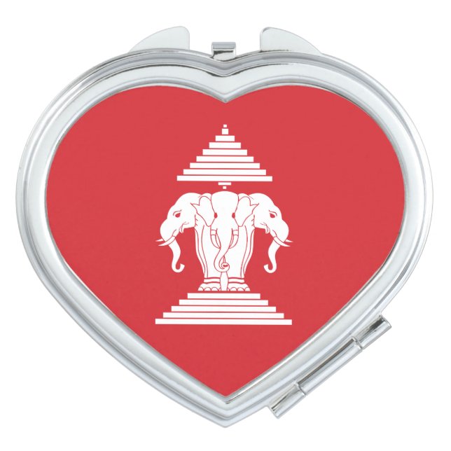 Laotian Erawan 3 Headed Elephant Heart Flag Vanity Mirror (Front)