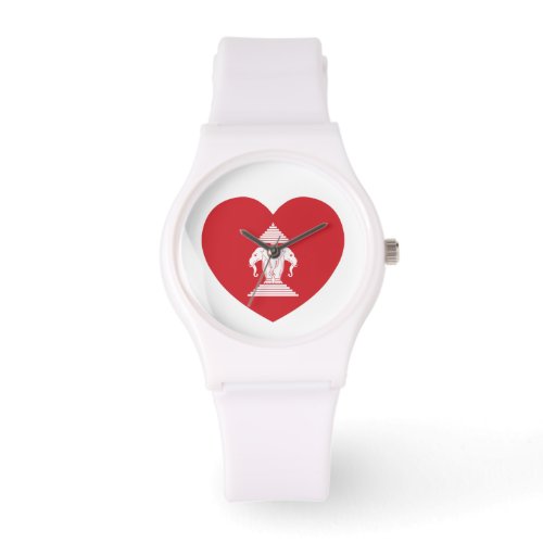 Laotian Erawan 3 Headed Elephant Heart Flag Watch