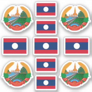 Laotian national symbols /coat of arms and flag sticker