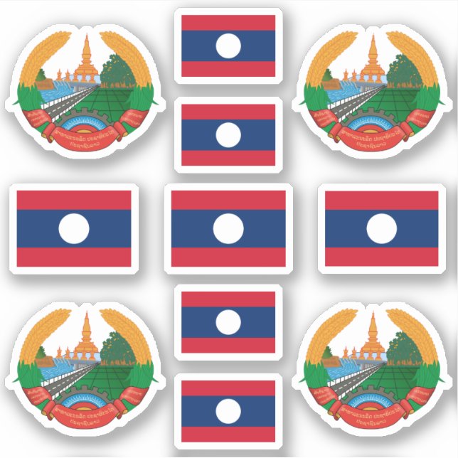 Laotian national symbols /coat of arms and flag sticker (Front)