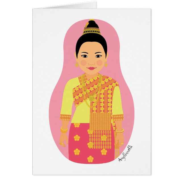 Laotian (Pink) Matryoshka Card (Front)