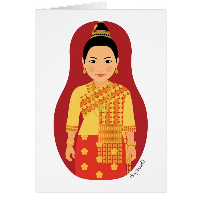 Laotian (Red) Matryoshka Card (Front)