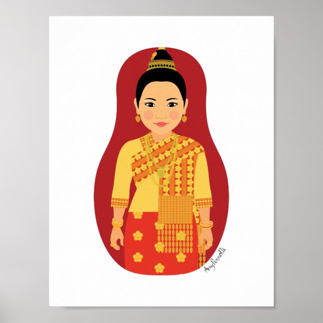 Laotian (Red) Matryoshka Poster (Front)