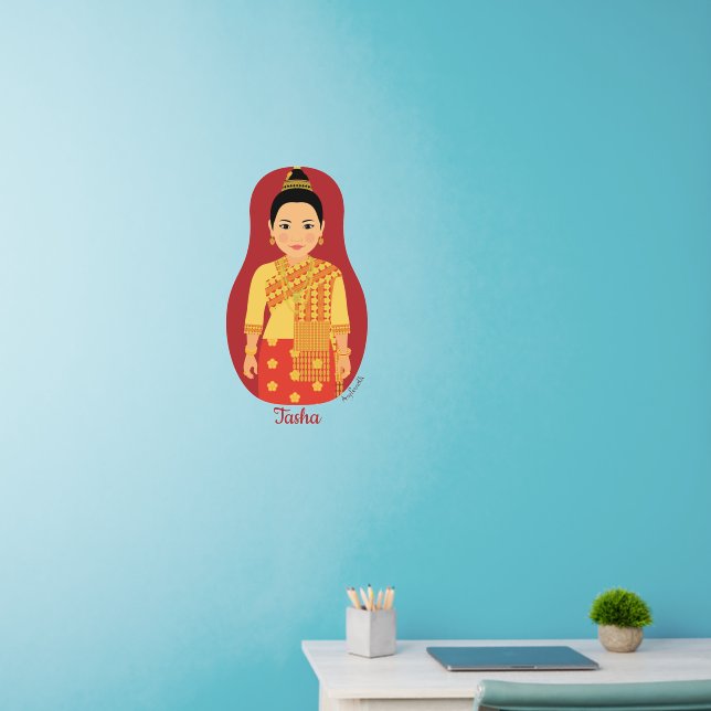 Laotian (Red) Matryoshka Wall Decal (Home Office)