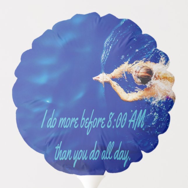 Lap Swimming Swim Team Motivational Inspirational Balloon (Back)