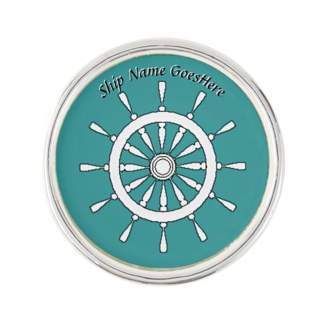 Lapel Pin - Helm with Ship Name (Front)